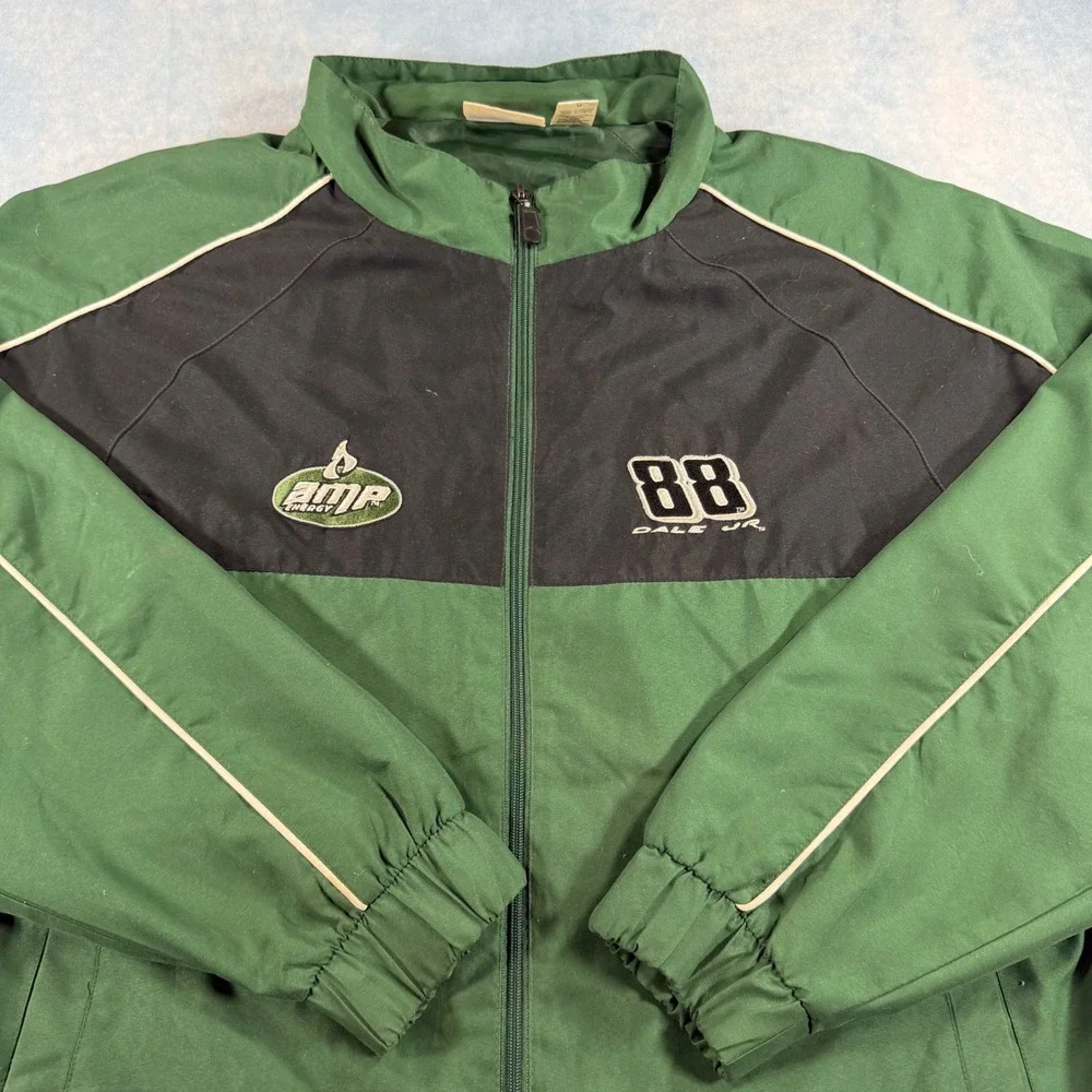Winner's Circle NASCAR Jacket Mens L Green Good Dale Jr 88 AMP Energy Racing